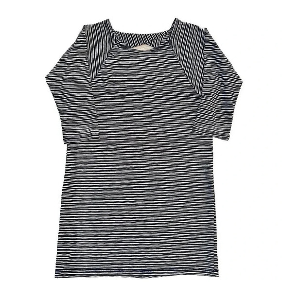 Talbots Women’s Striped Mini Shift Dress Size Small Navy Blue White Slub Knit - Picture 1 of 8